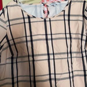 Crown & Ivy XL pink plaid belle sleeve dress. Worn one time.